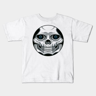 Geometric Skull Logo with Blue Eyes for light background Kids T-Shirt